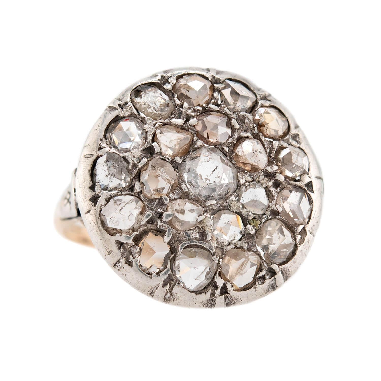 Victorian 14k/Sterling Silver Diamond Cluster Ring