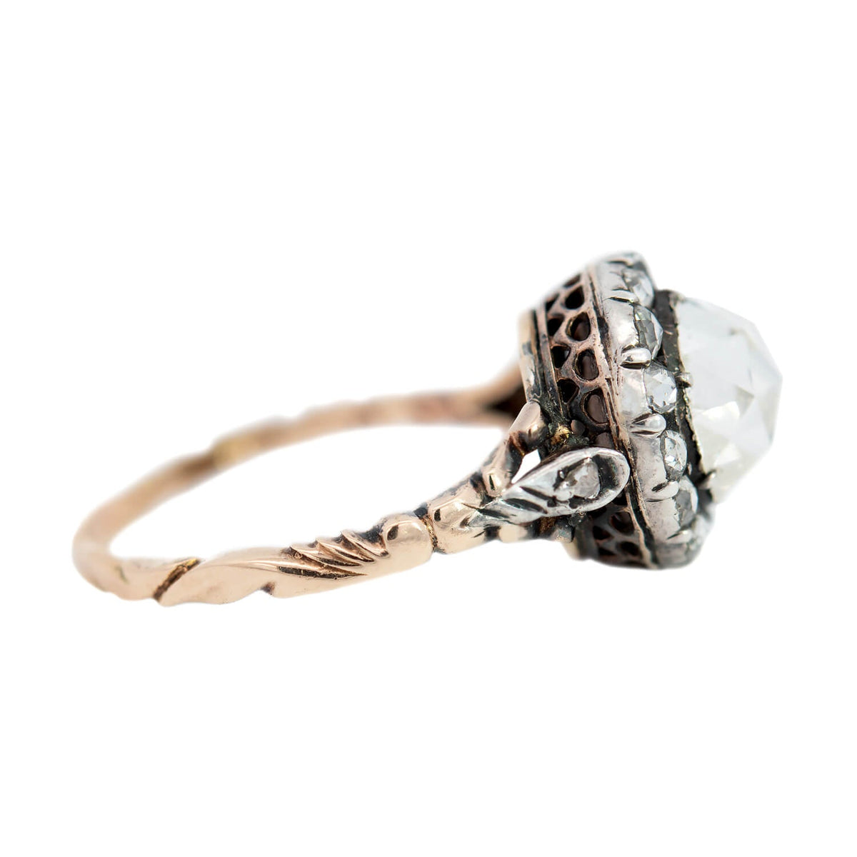 Victorian 14k Diamond Halo Engagement Ring 2.35ct
