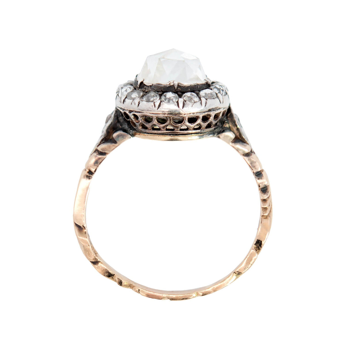 Victorian 14k Diamond Halo Engagement Ring 2.35ct