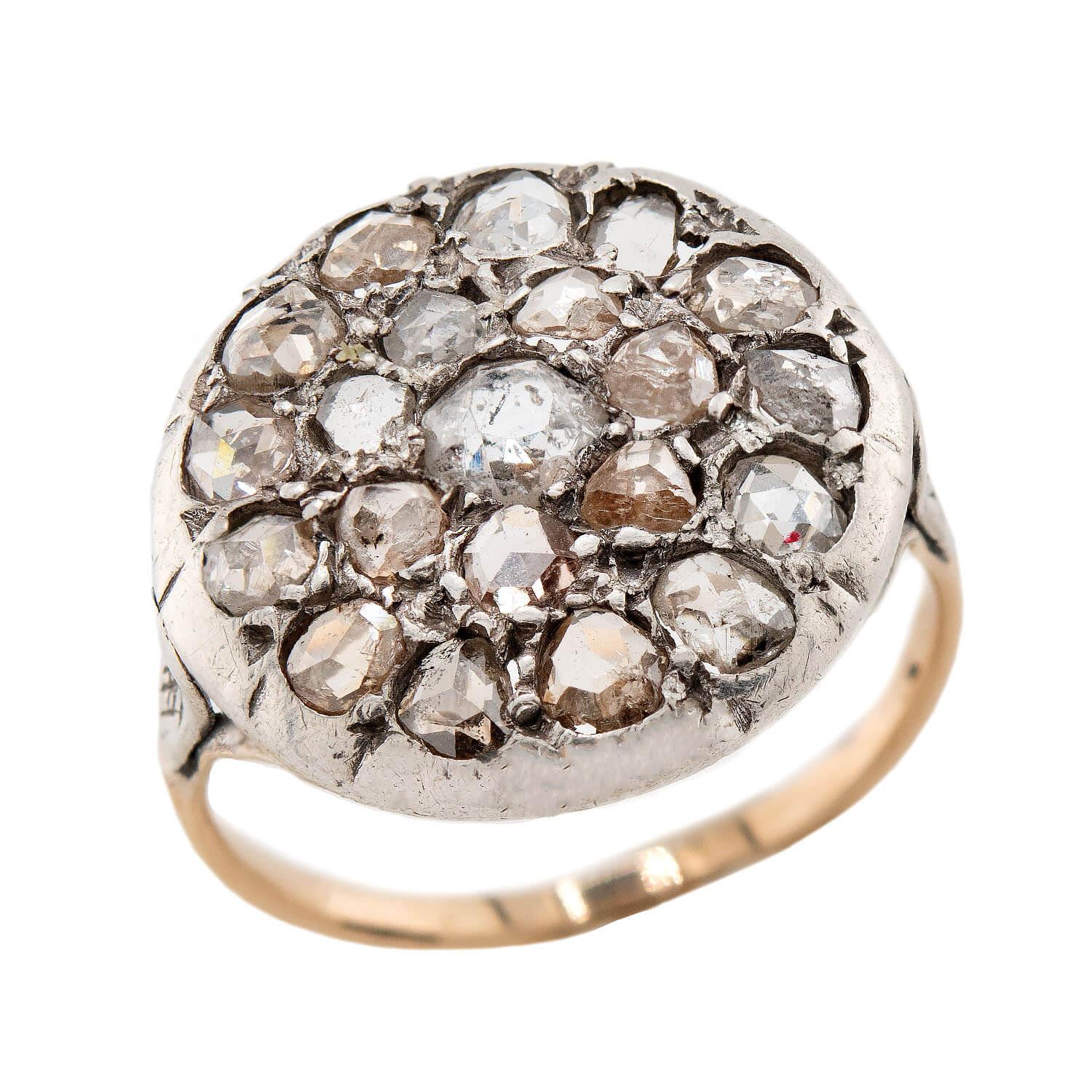Victorian 14k/Sterling Silver Diamond Cluster Ring