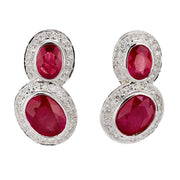 Estate 18k Ruby and Diamond Drop Earrings