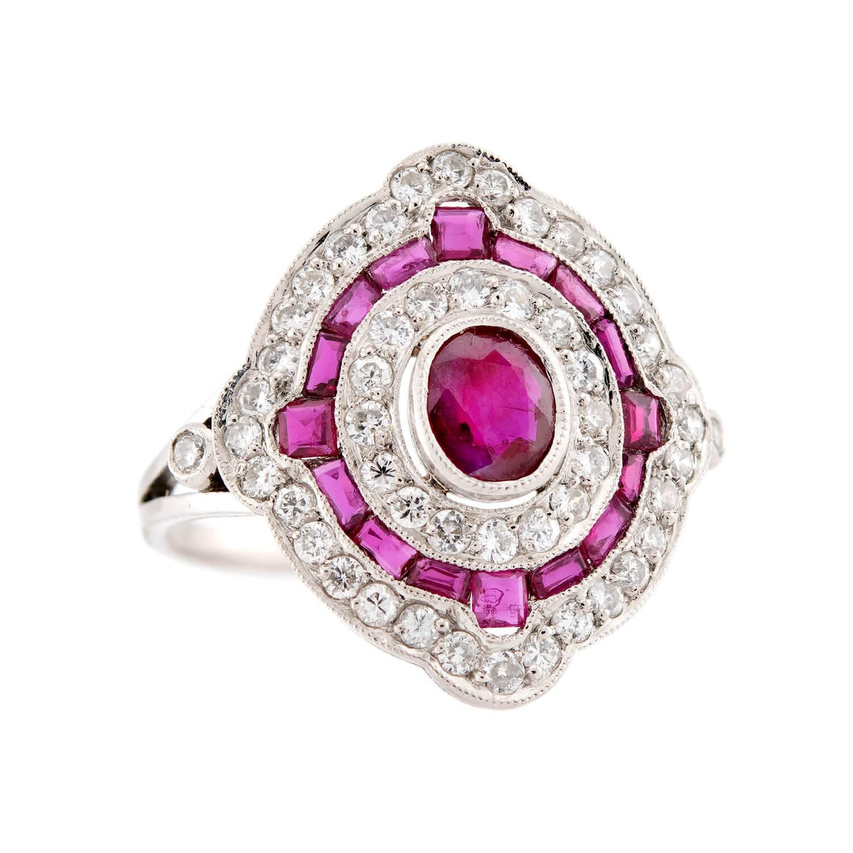 Estate Platinum Ruby & Diamond Ring