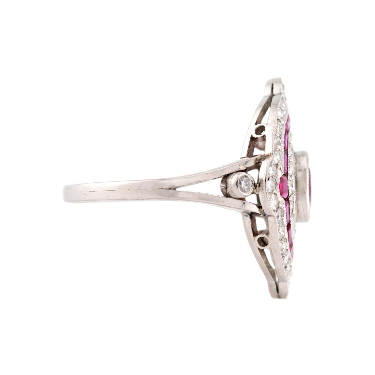 Estate Platinum Ruby & Diamond Ring