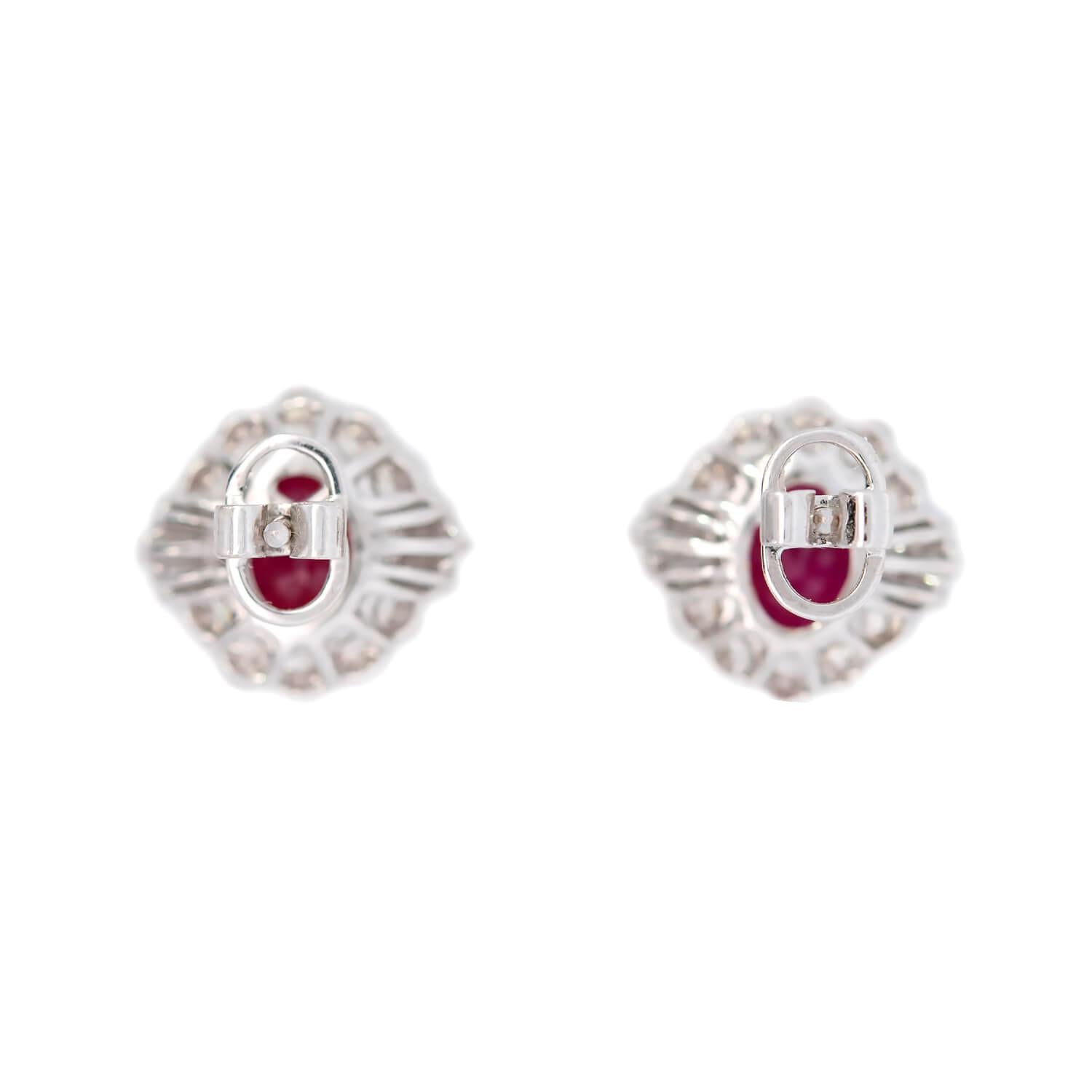 Vintage 18k Ruby and Diamond Halo Studs