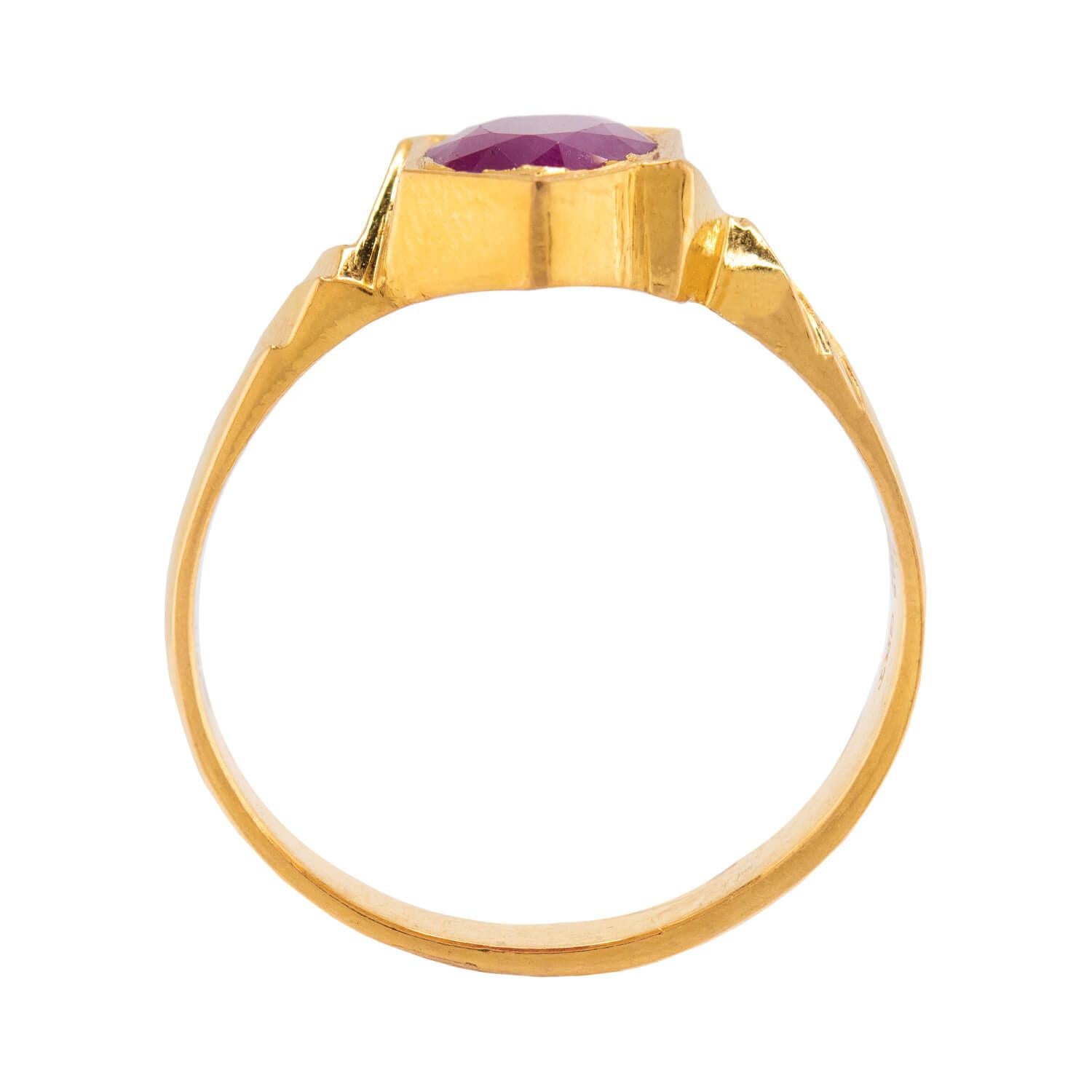 GRT JEWELS Estate Indian 22k Ruby Ring