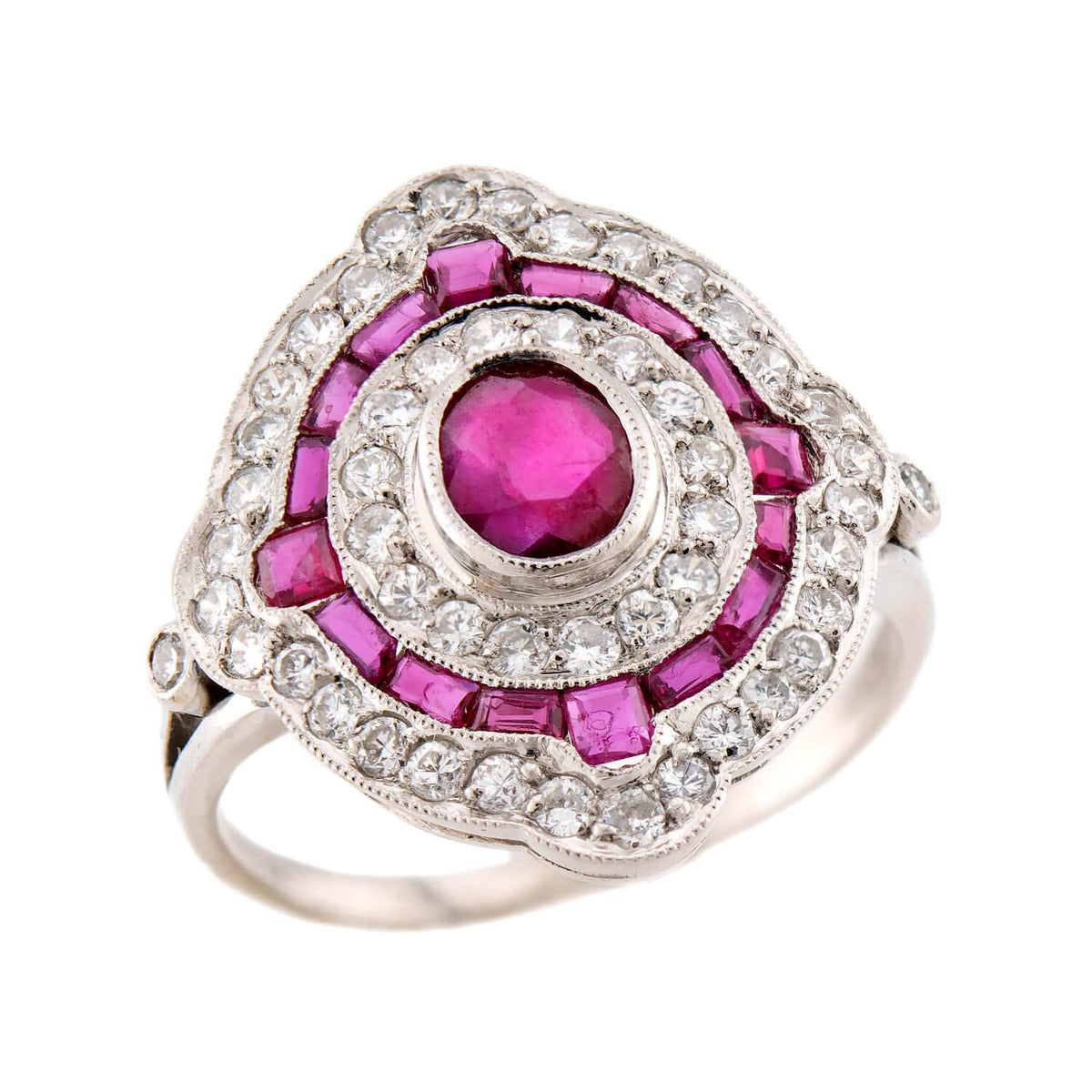Estate Platinum Ruby & Diamond Ring