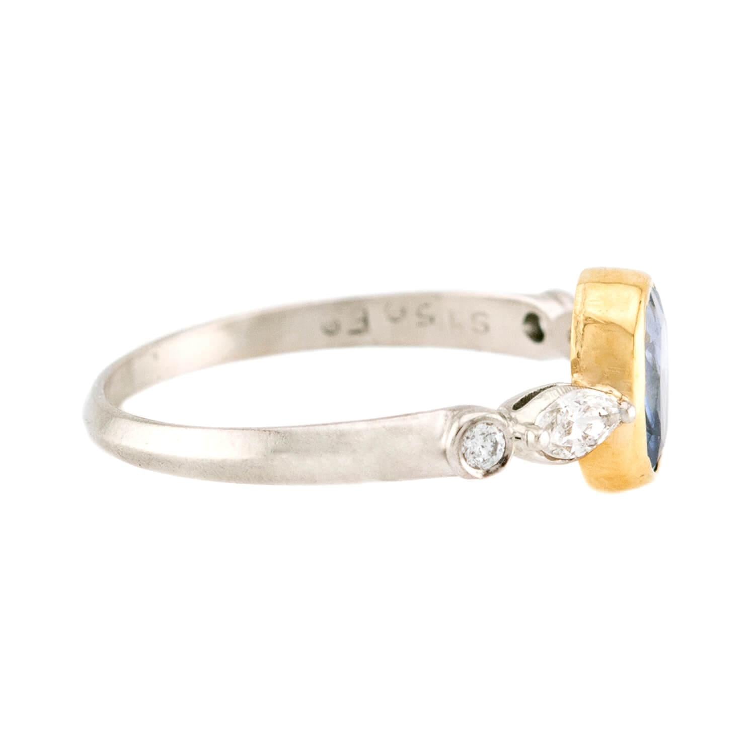 Art Deco 18k/Platinum Sapphire & Diamond Ring