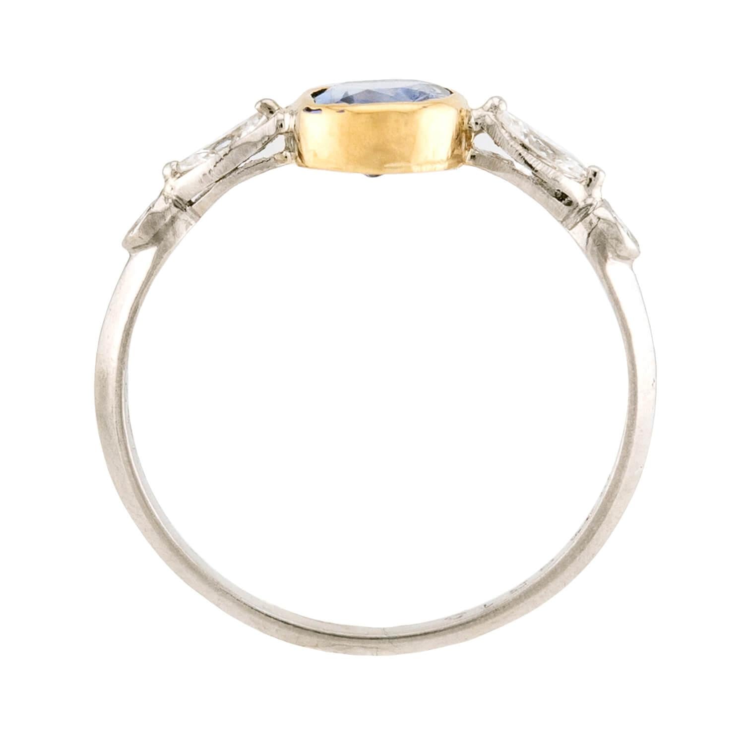 Art Deco 18k/Platinum Sapphire & Diamond Ring