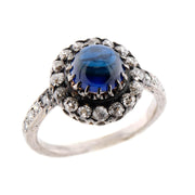 Edwardian 18k/Platinum Sapphire & Diamond Halo Ring