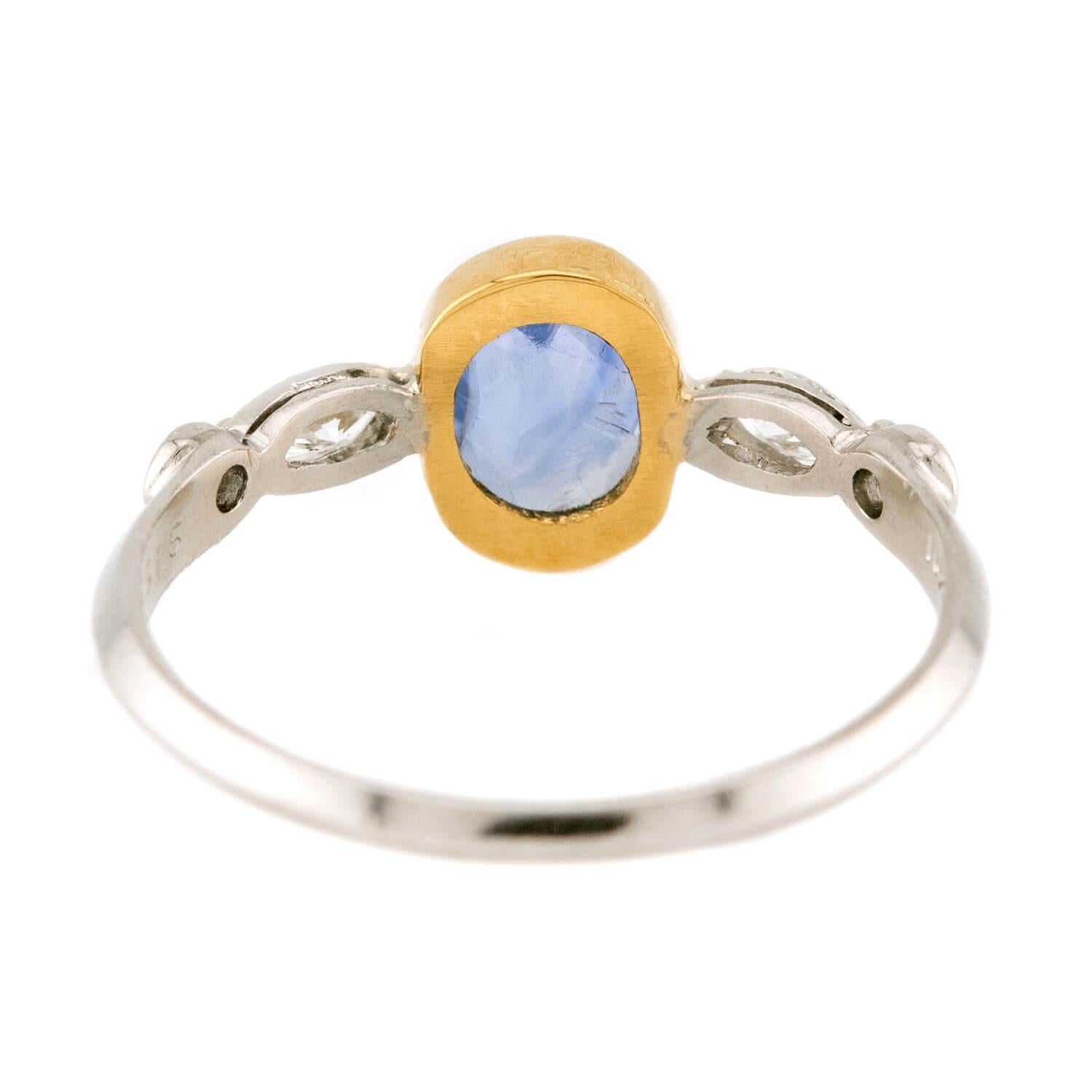 Art Deco 18k/Platinum Sapphire & Diamond Ring