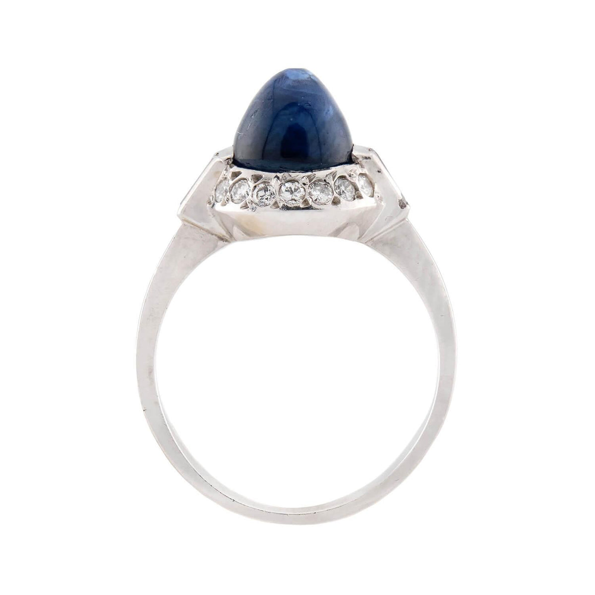 Estate Platinum Sapphire and Diamond Halo Ring