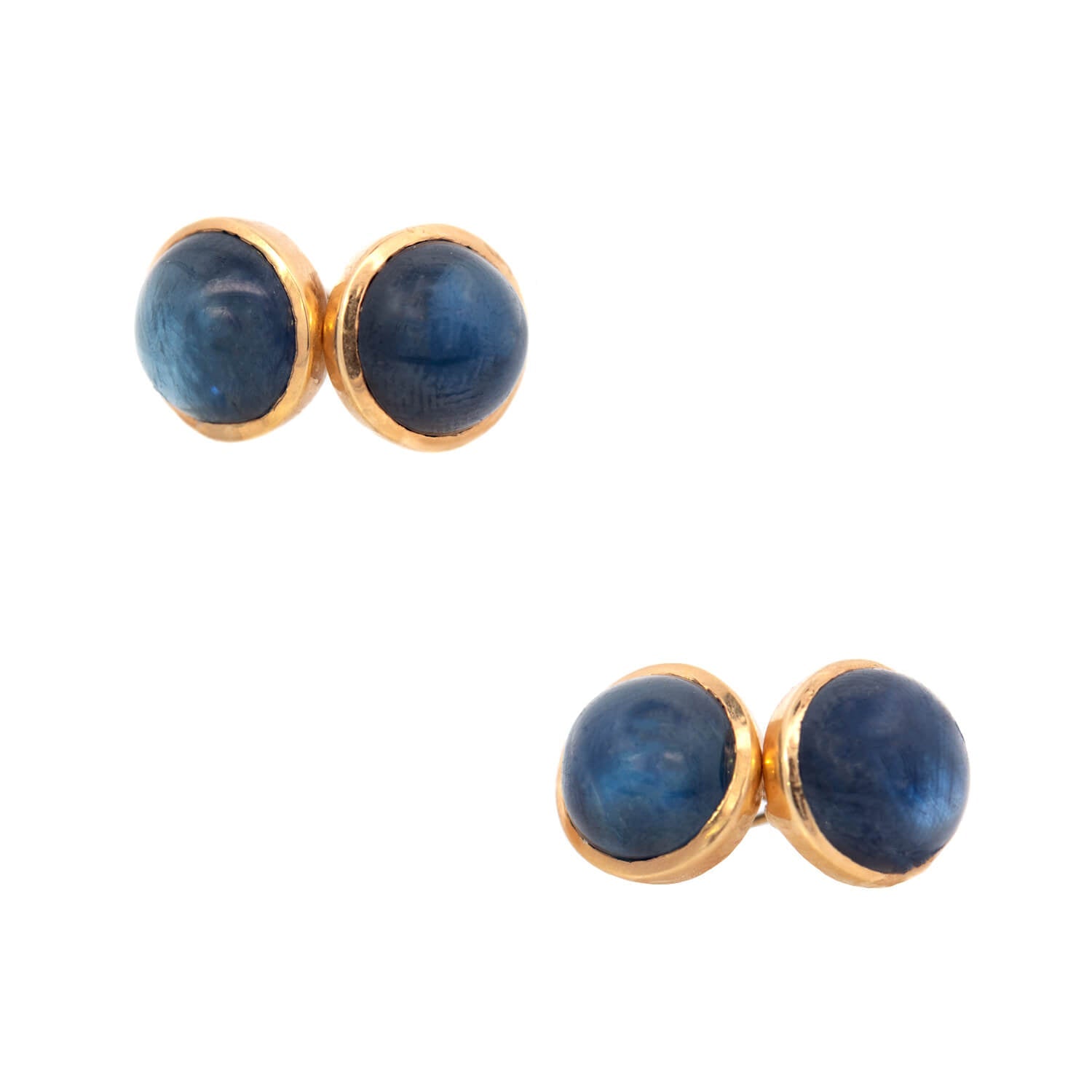 Victorian 14K Natural Sapphire Cabochon Cufflinks