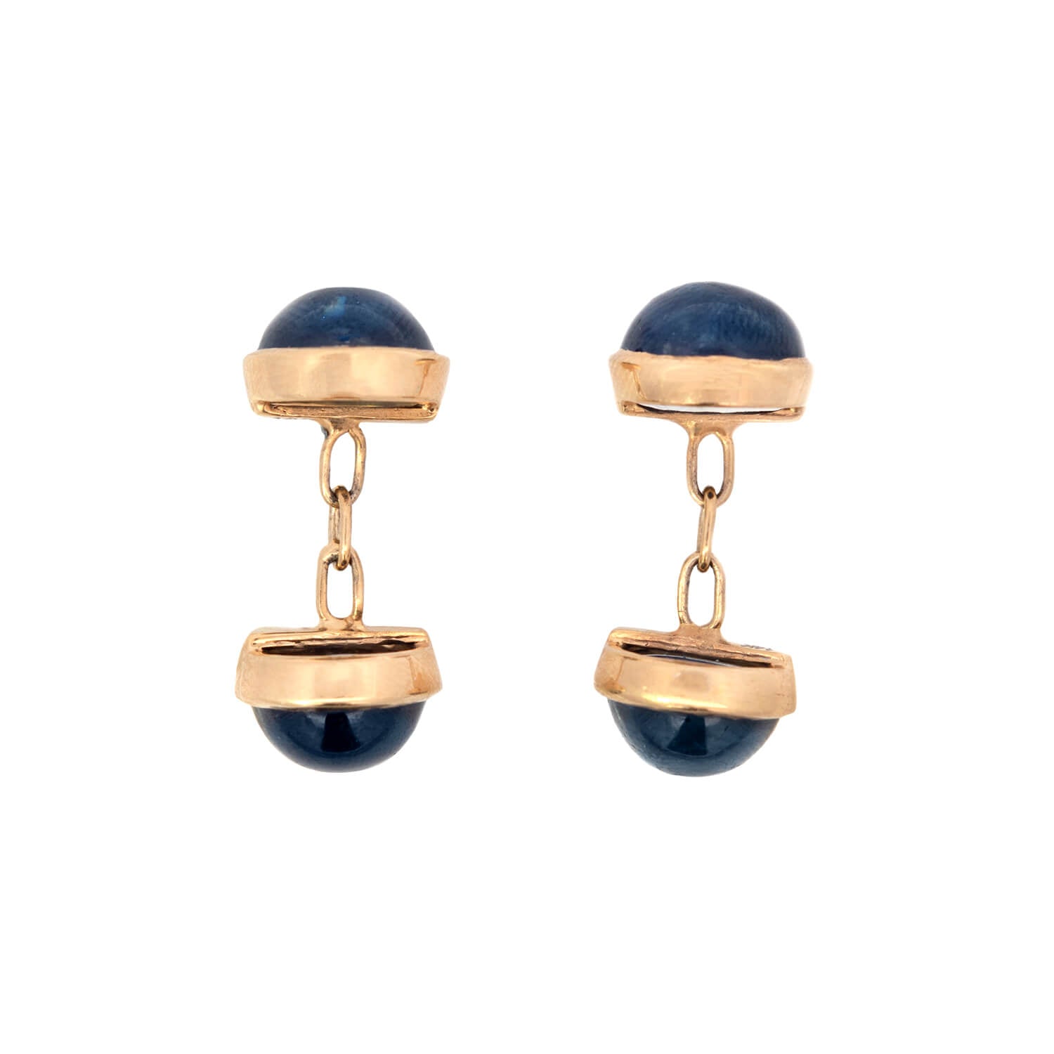 Victorian 14K Natural Sapphire Cabochon Cufflinks