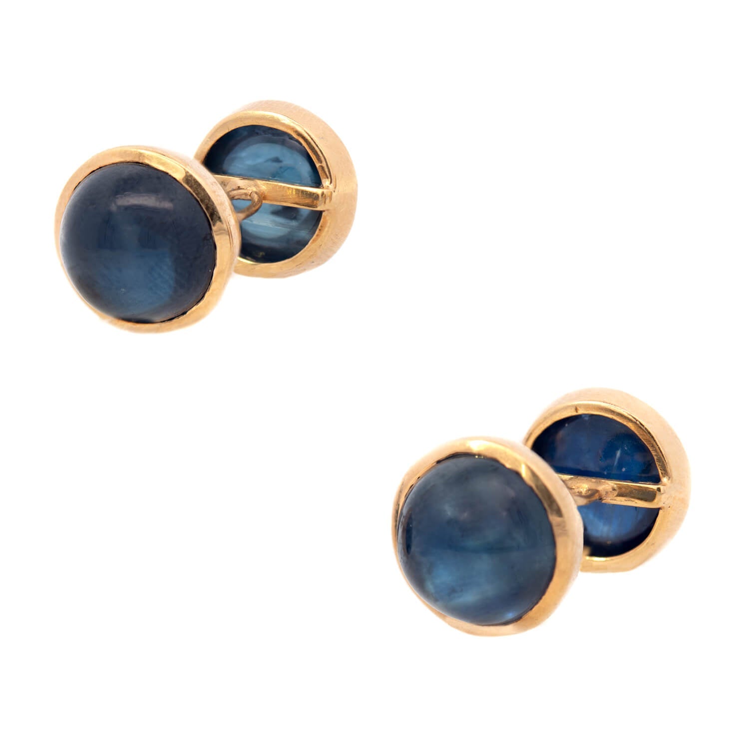 Victorian 14K Natural Sapphire Cabochon Cufflinks