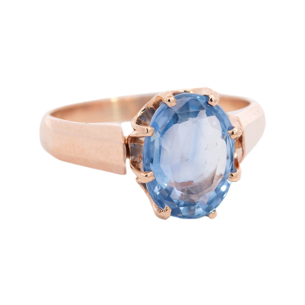 Victorian 14k Oval No Heat Ceylon Sapphire Ring 3.59ct
