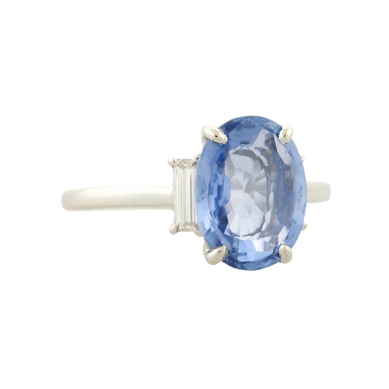 Art Deco Plat/Diamond & Ceylon No Heat Sapphire Ring 3.70ct