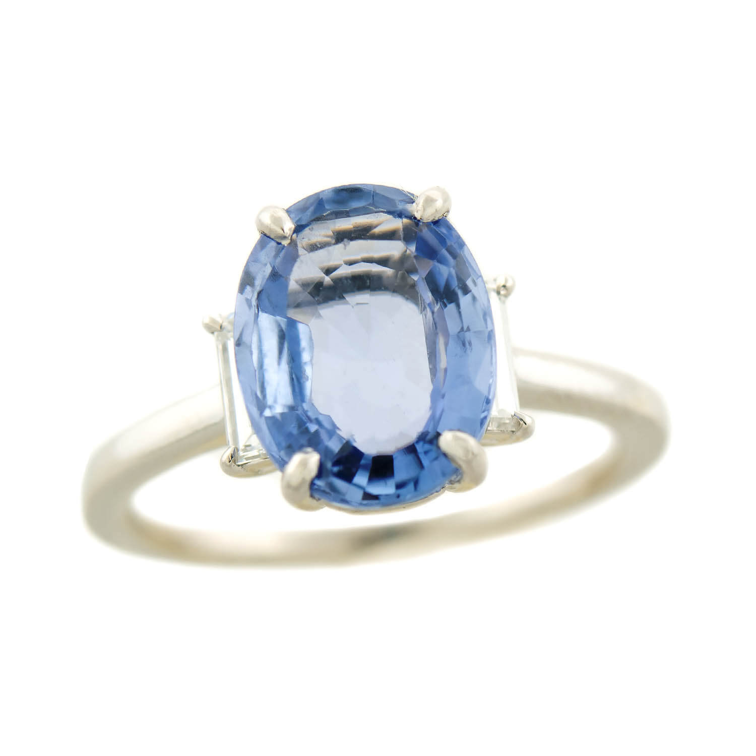 Art Deco Plat/Diamond & Ceylon No Heat Sapphire Ring 3.70ct