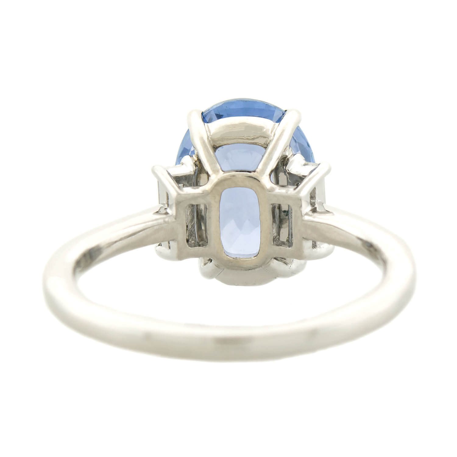 Art Deco Plat/Diamond & Ceylon No Heat Sapphire Ring 3.70ct