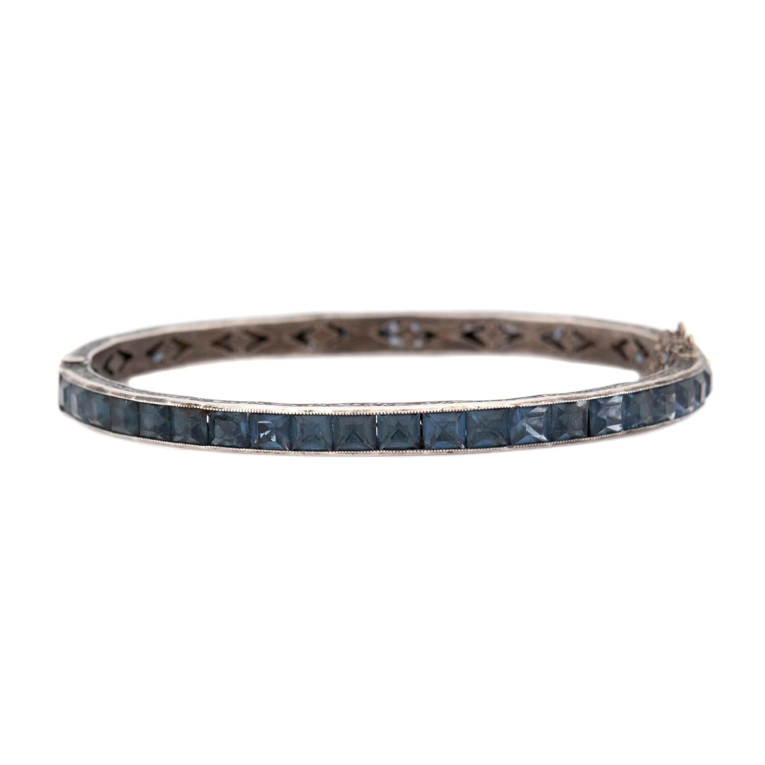 Art Deco Sterling Silver Crystal Bangle
