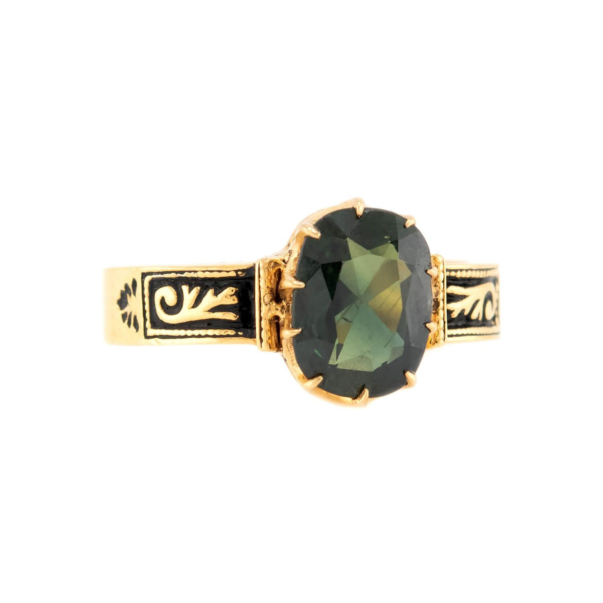 BAUM & OPPENHEIM Victorian 14k Sapphire & Enamel Ring