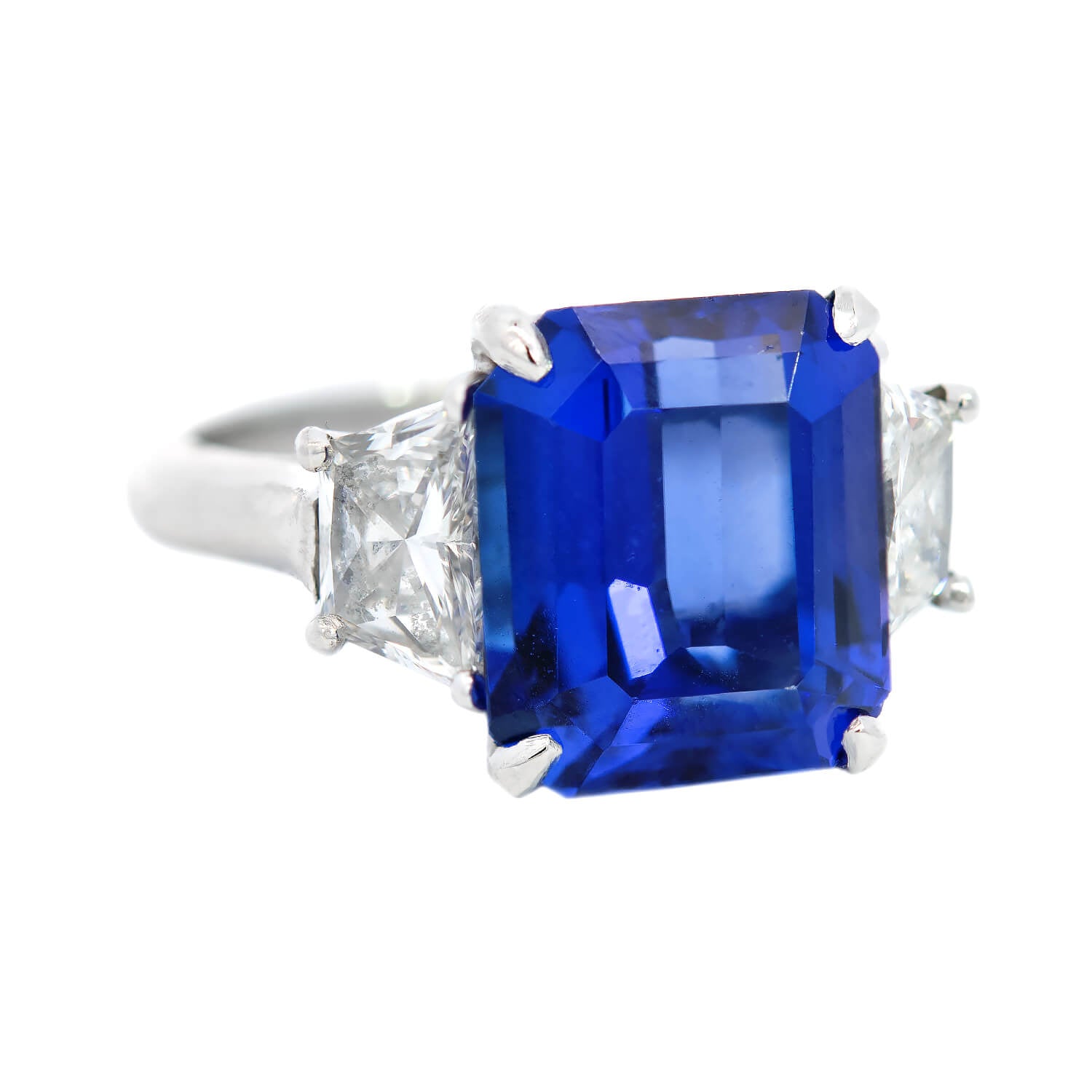 Estate Platinum Emerald Cut Tanzanite + Diamond Ring 5.5ctw+