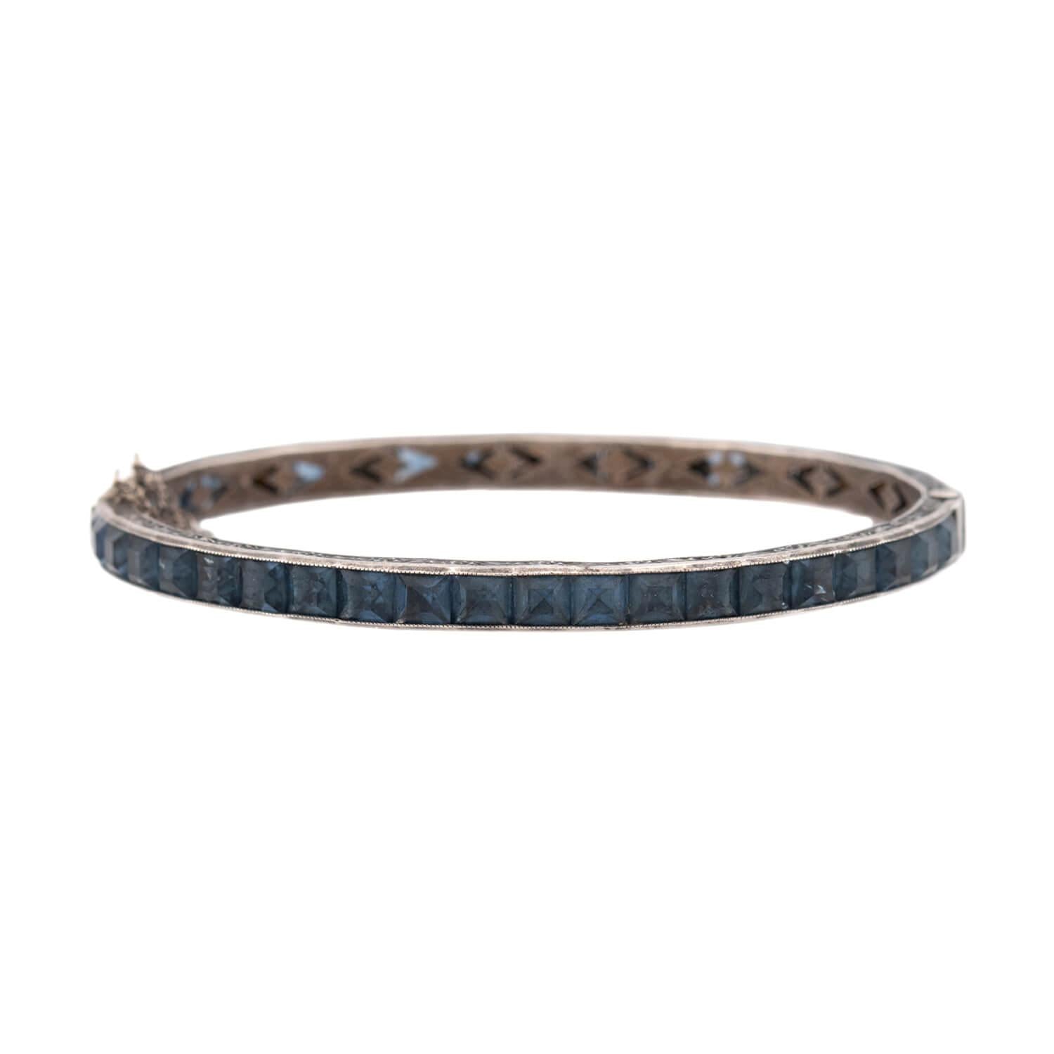 Art Deco Sterling Silver Crystal Bangle