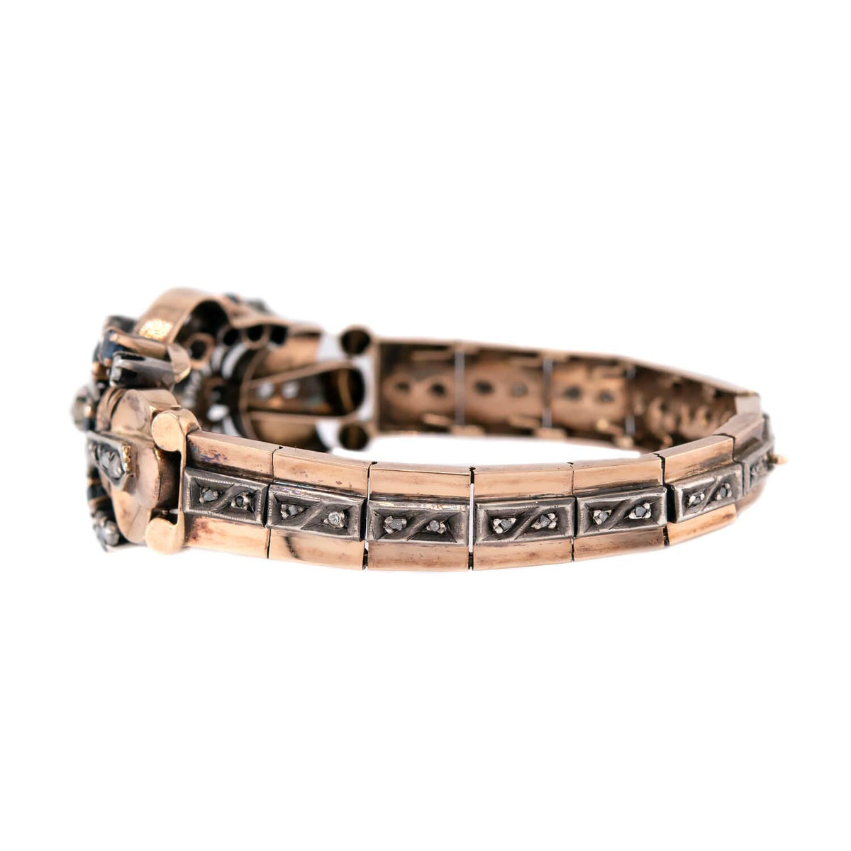 Victorian 14k/Sterling Silver Diamond & Sapphire Belly Bracelet
