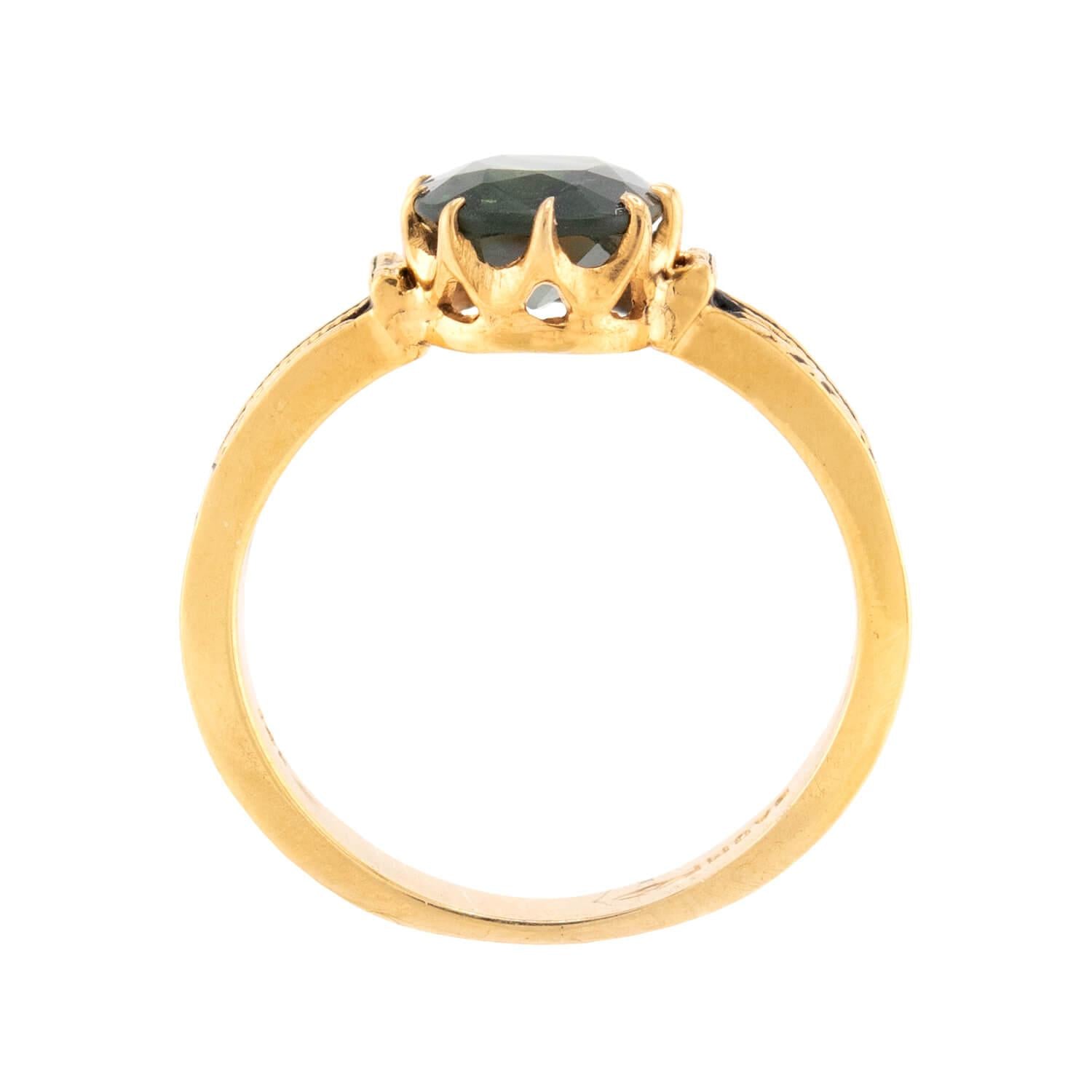 BAUM & OPPENHEIM Victorian 14k Sapphire & Enamel Ring