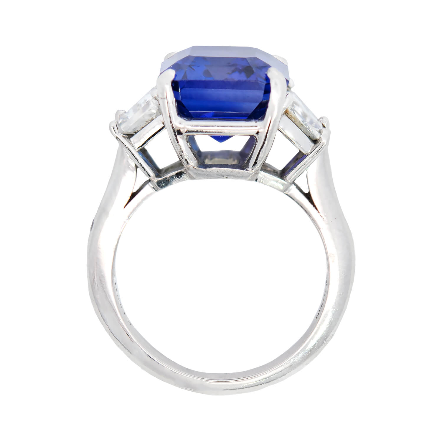 Estate Platinum Emerald Cut Tanzanite + Diamond Ring 5.5ctw+