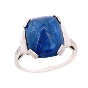 Art Deco Platinum Sapphire Sugarloaf Engagement Ring 9.25ctw