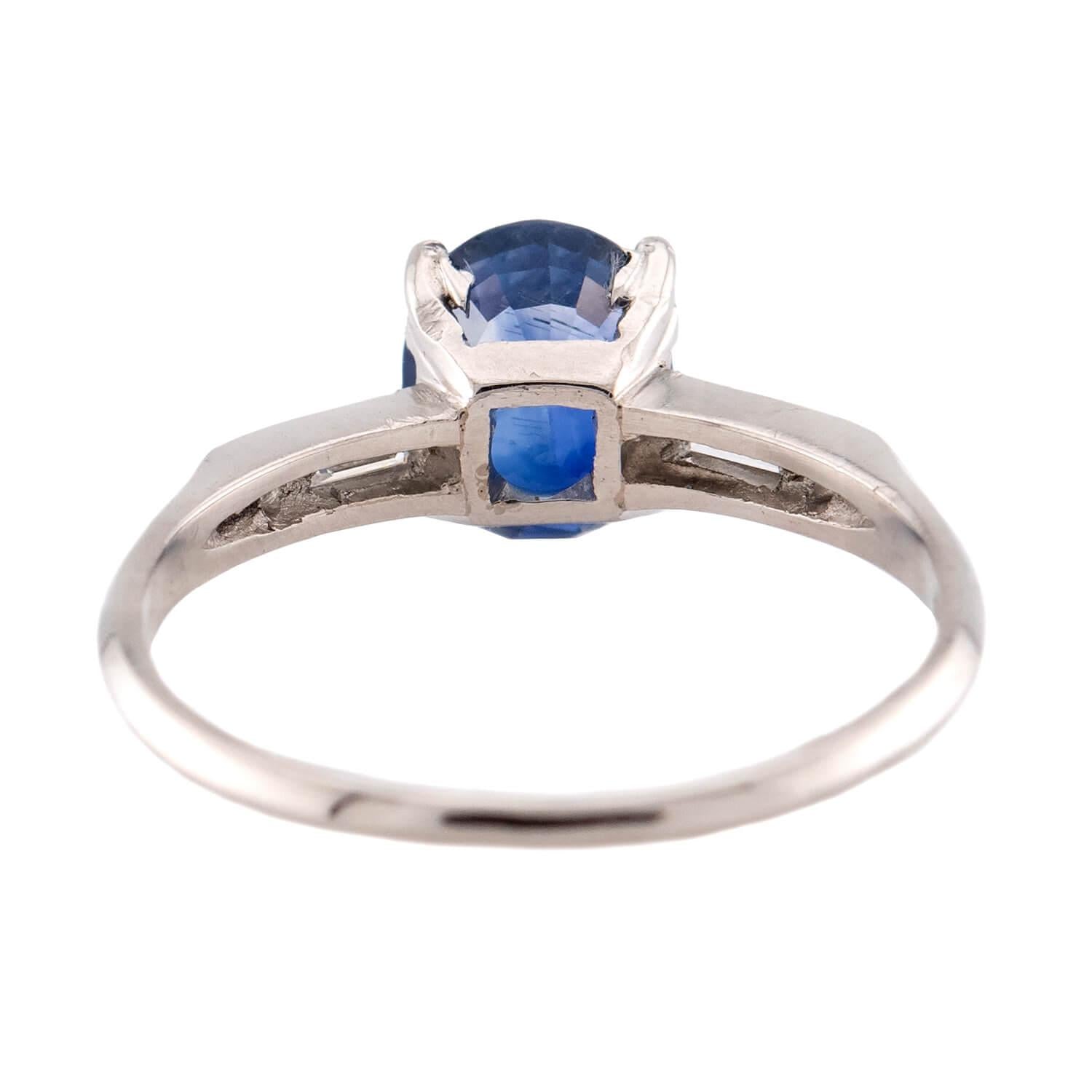 Art Deco Platinum Sapphire & Diamond Ring