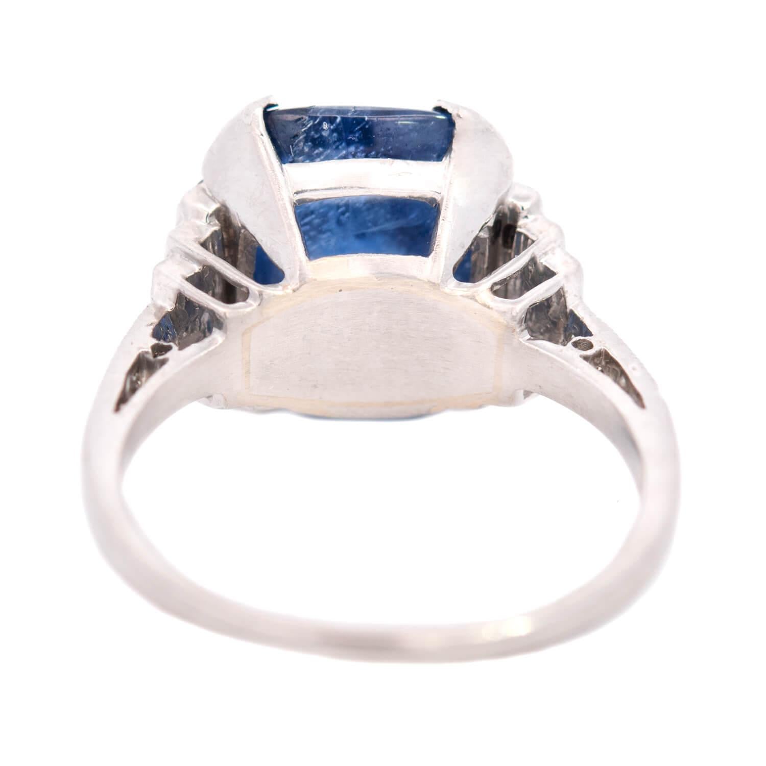 Art Deco Platinum Sapphire Sugarloaf Engagement Ring 9.25ctw