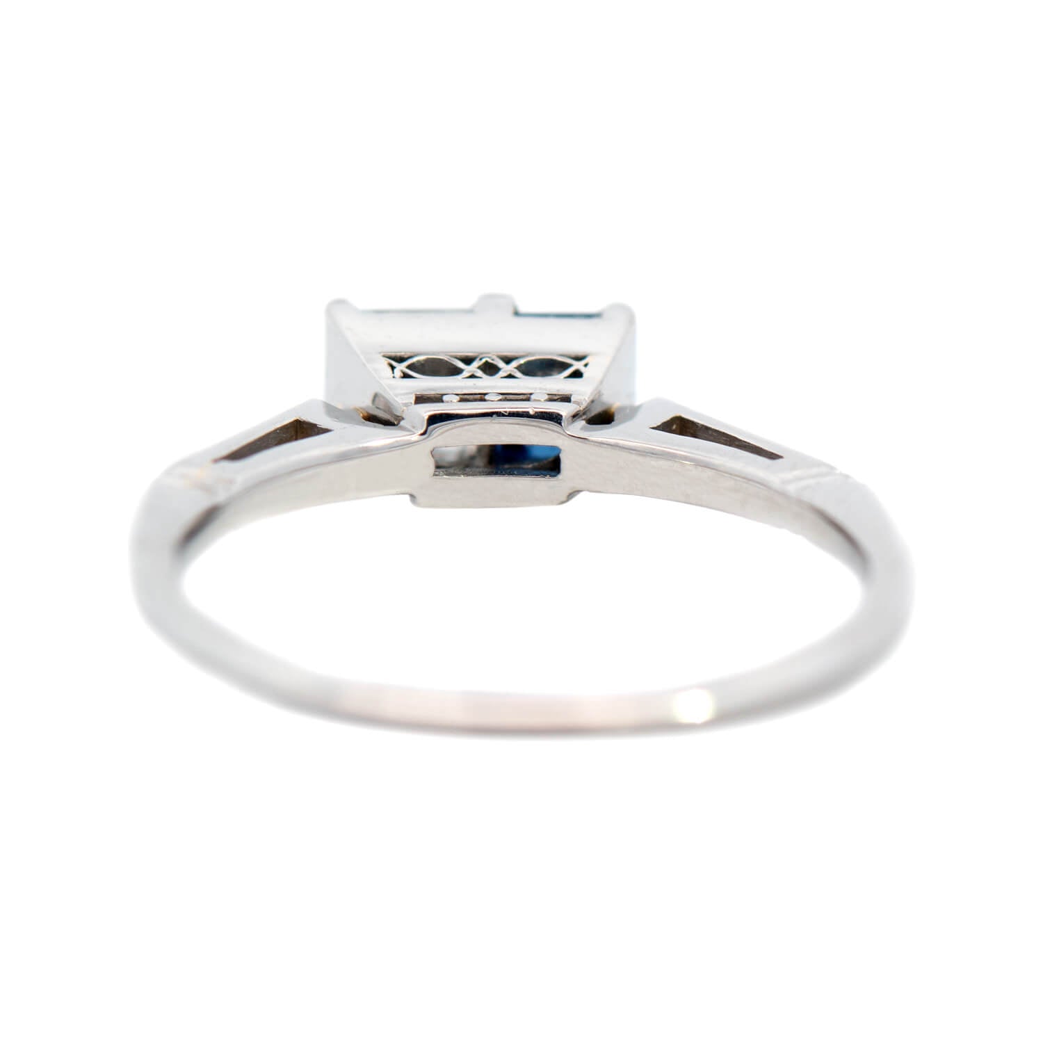 Art Deco Platinum Diamond and Sapphire Ring