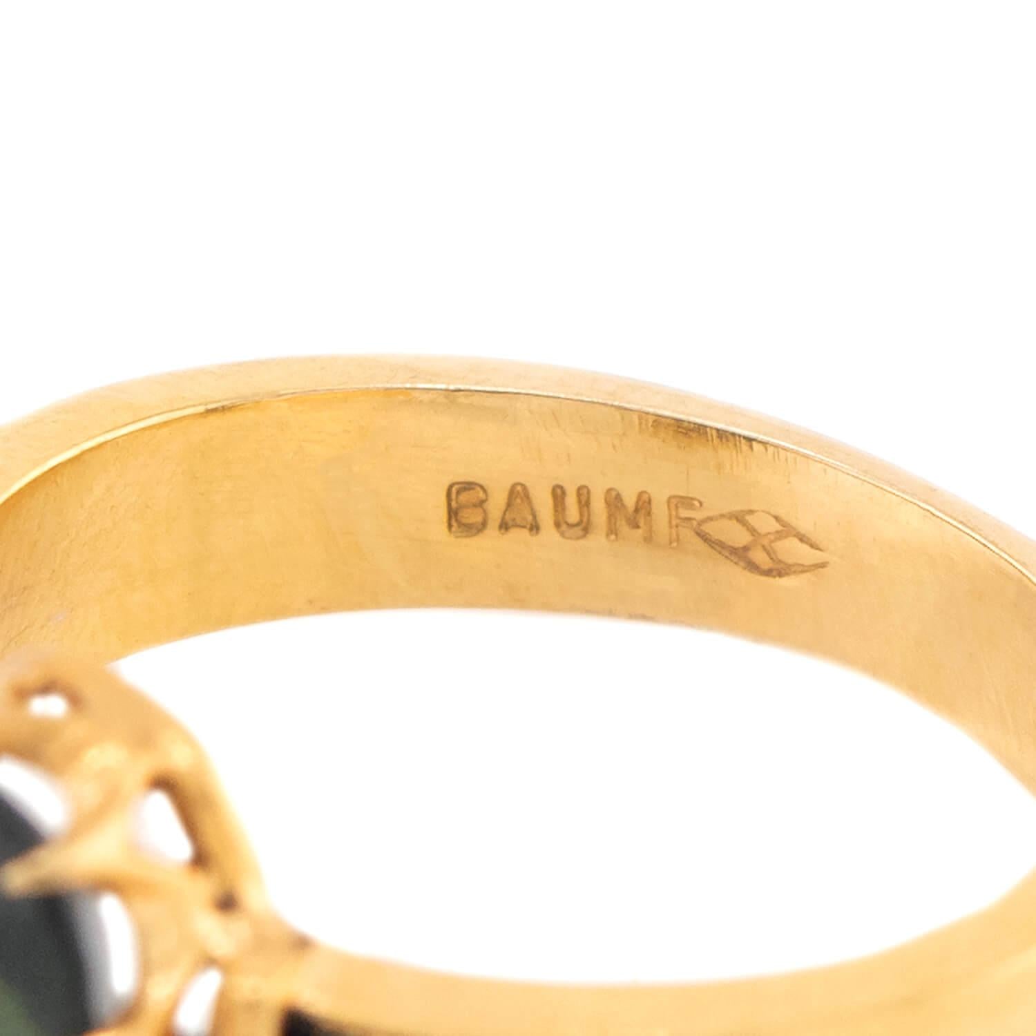BAUM & OPPENHEIM Victorian 14k Sapphire & Enamel Ring