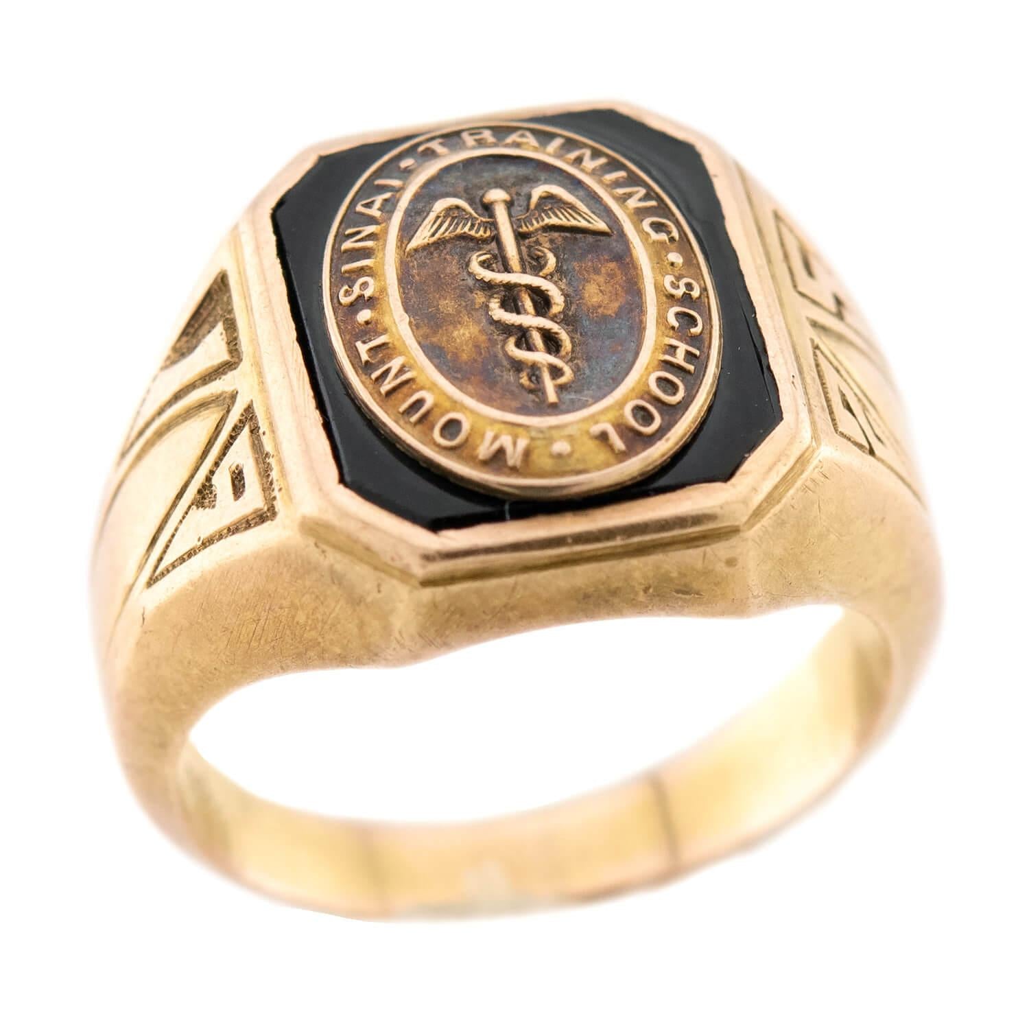 BAILEY, BANKS, AND BIDDLE Art Deco 14k Enamel Class Ring