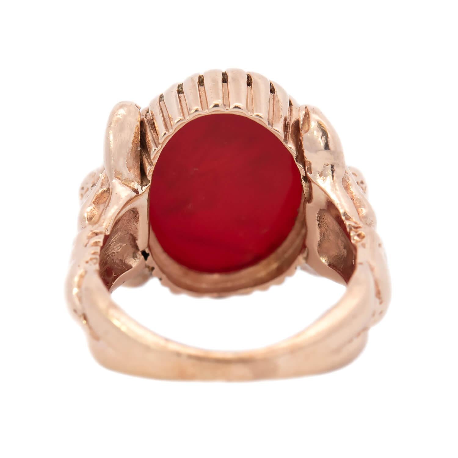 Edwardian 14k Carnelian Intaglio Atlas Signet Ring