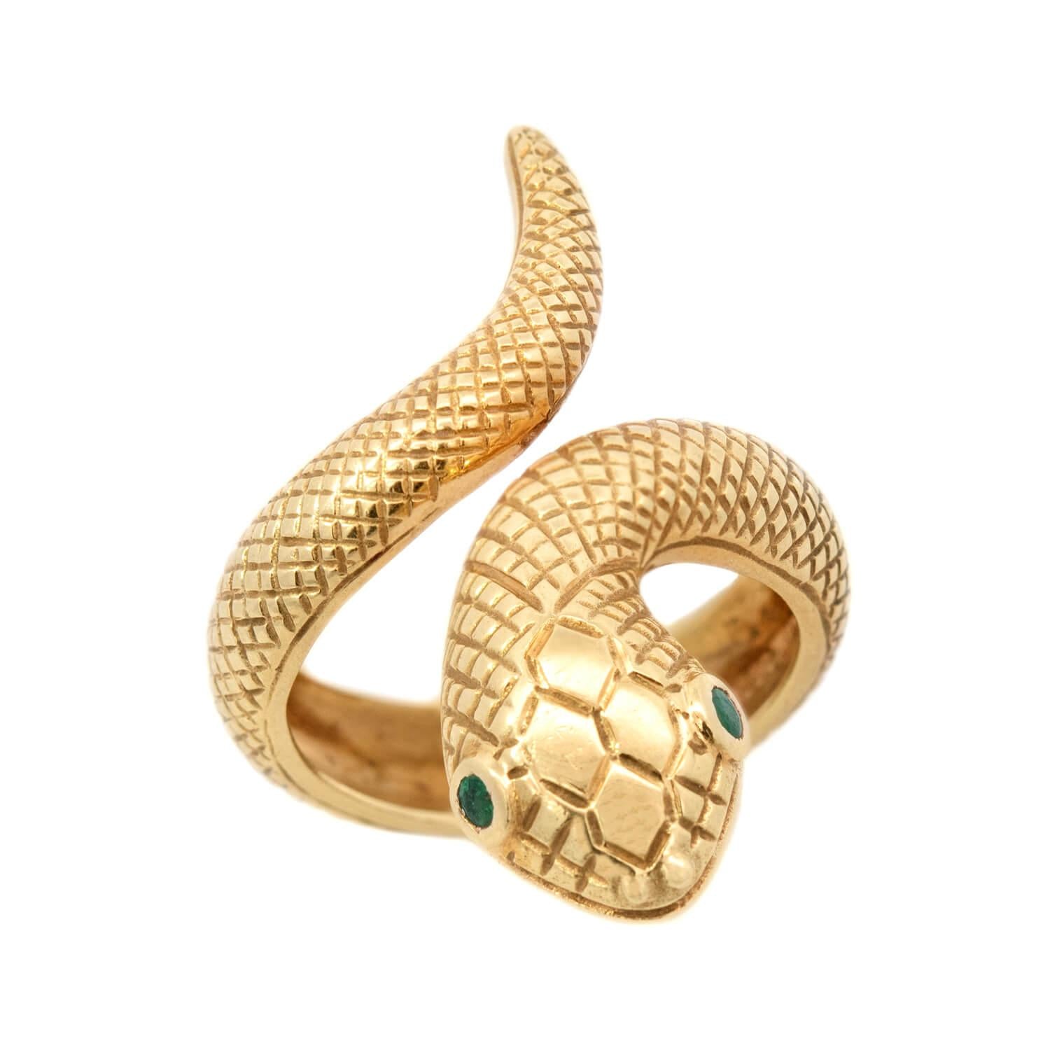 Retro 14k Emerald Snake Ring