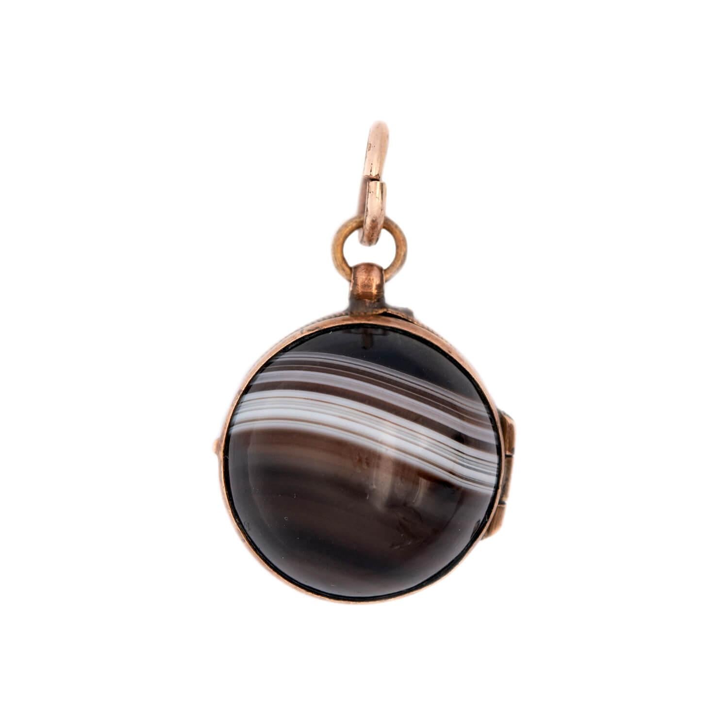 Victorian 10K Agate Locket Pendant