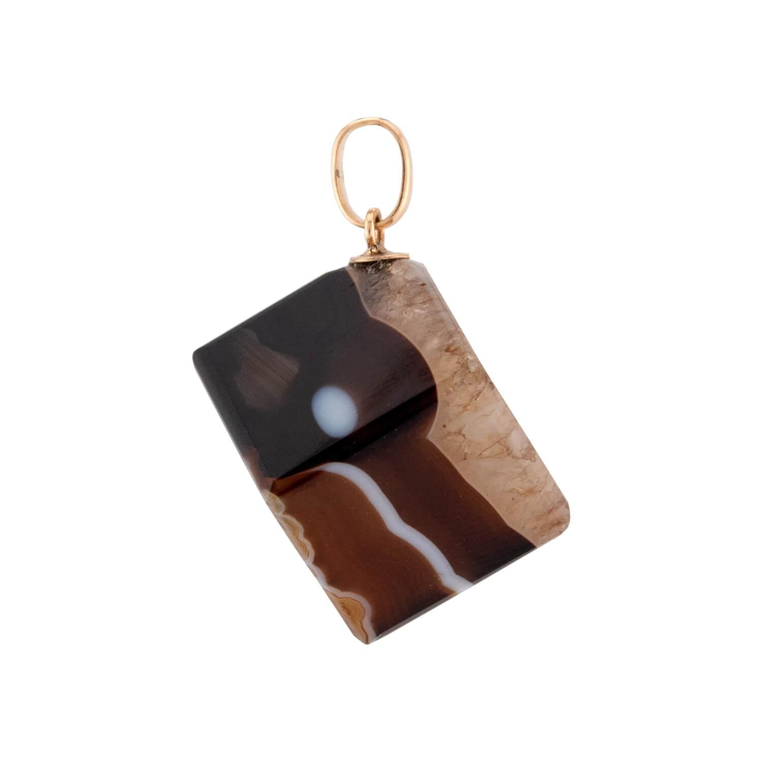 Victorian 14k Agate Cube Pendant/Charm