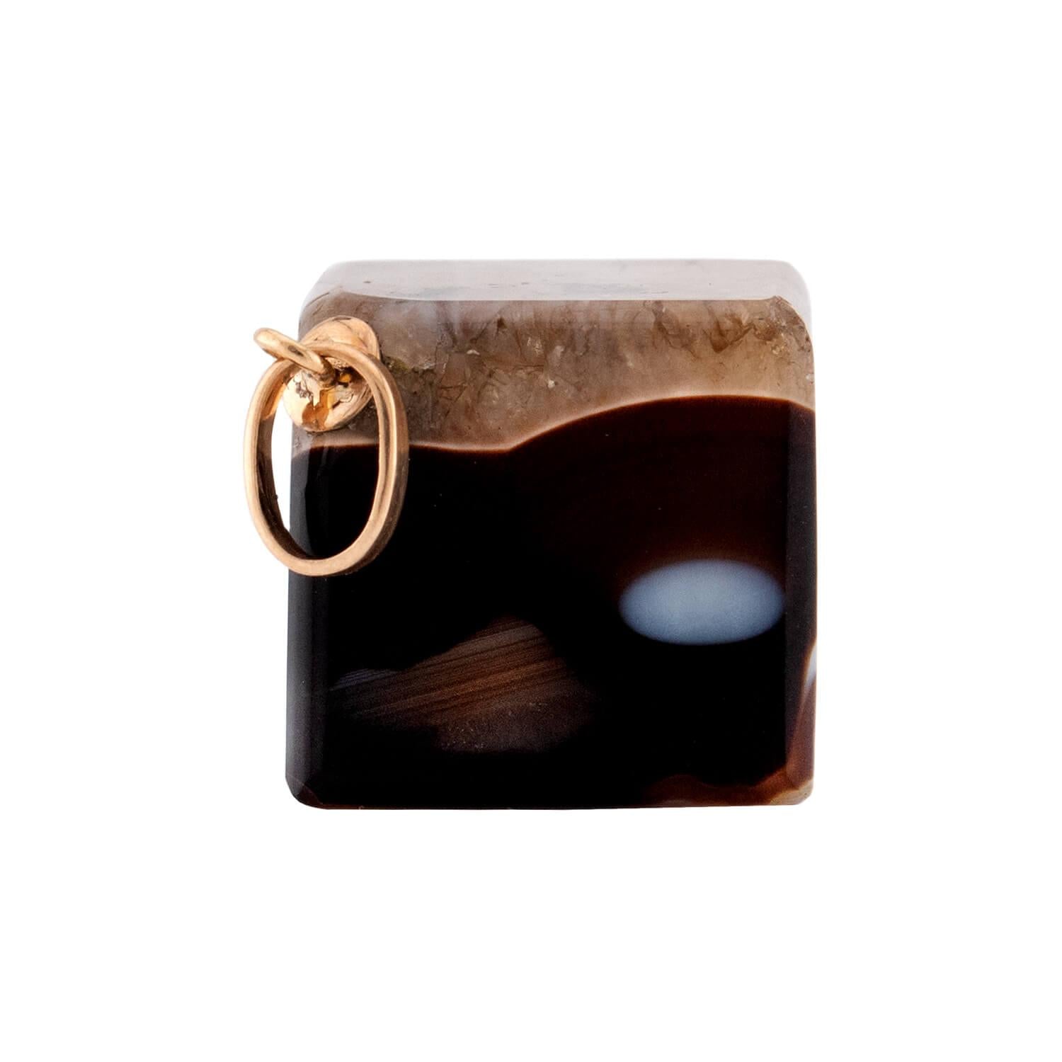 Victorian 14k Agate Cube Pendant/Charm