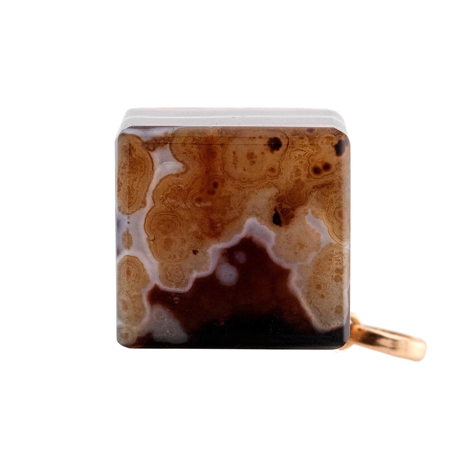 Victorian 14k Agate Cube Pendant/Charm