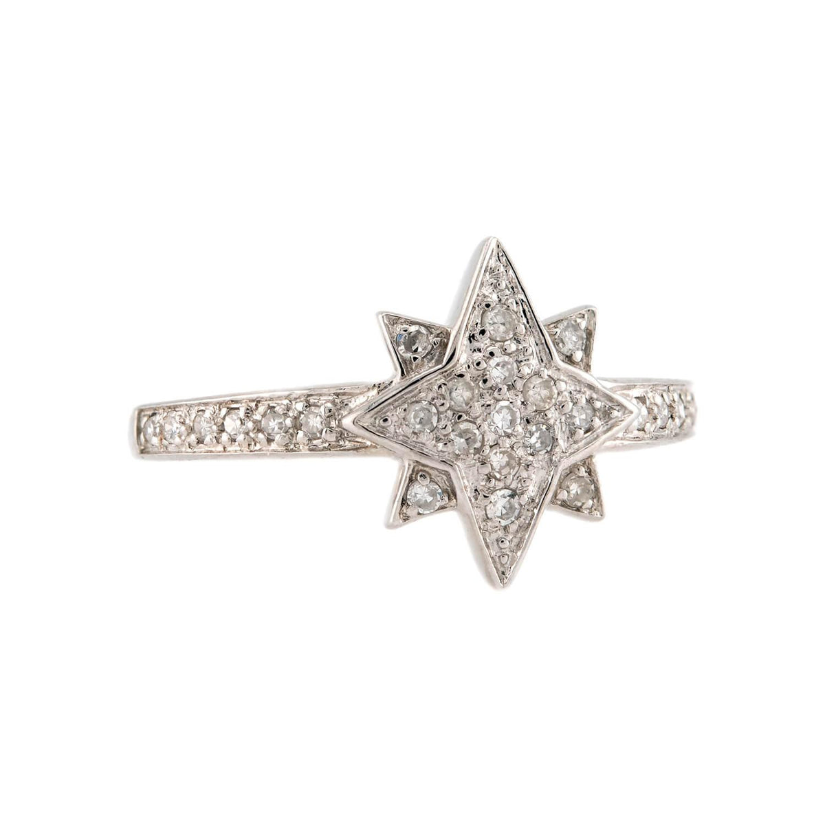 Estate 14k Diamond Starburst-Motif Ring