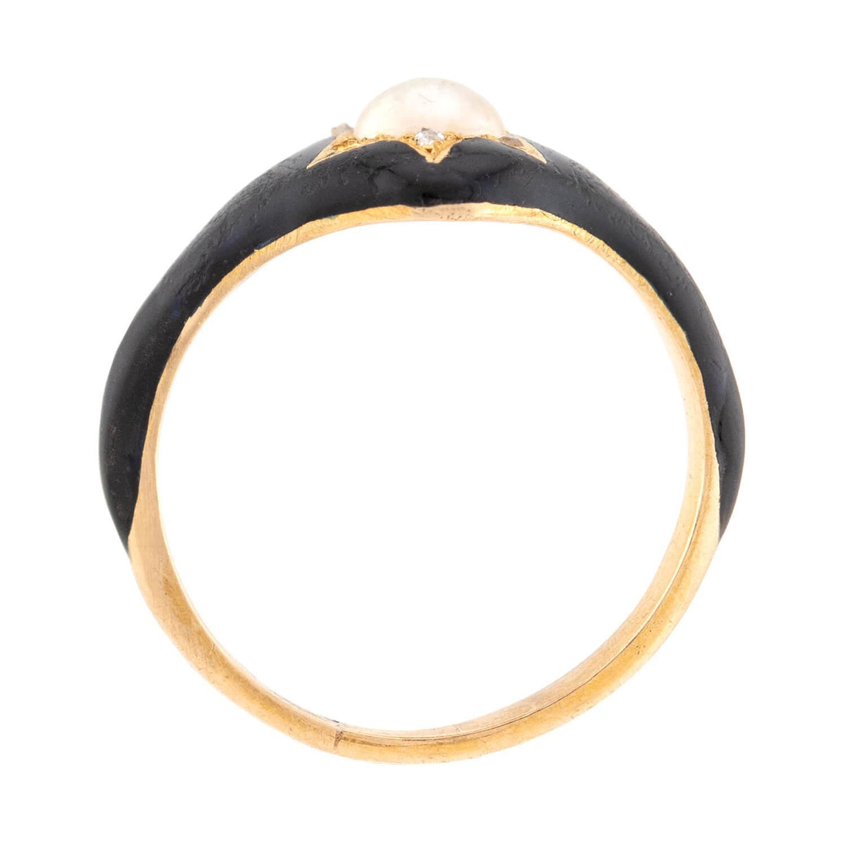 Victorian 18k Pearl, Diamond, & Enamel Ring