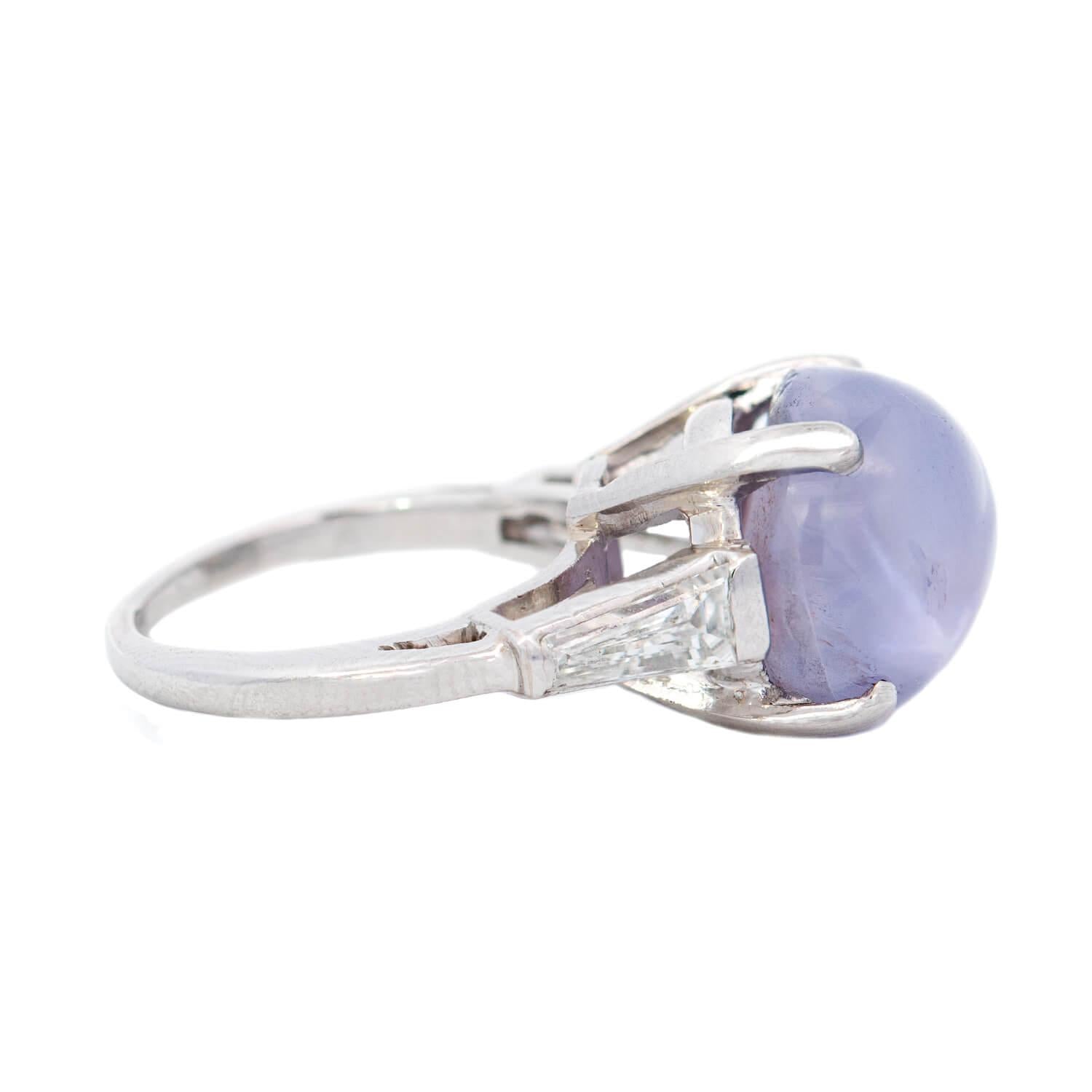 Retro Platinum GIA No Heat Purple Star Sapphire Engagement Ring 14.08ct.