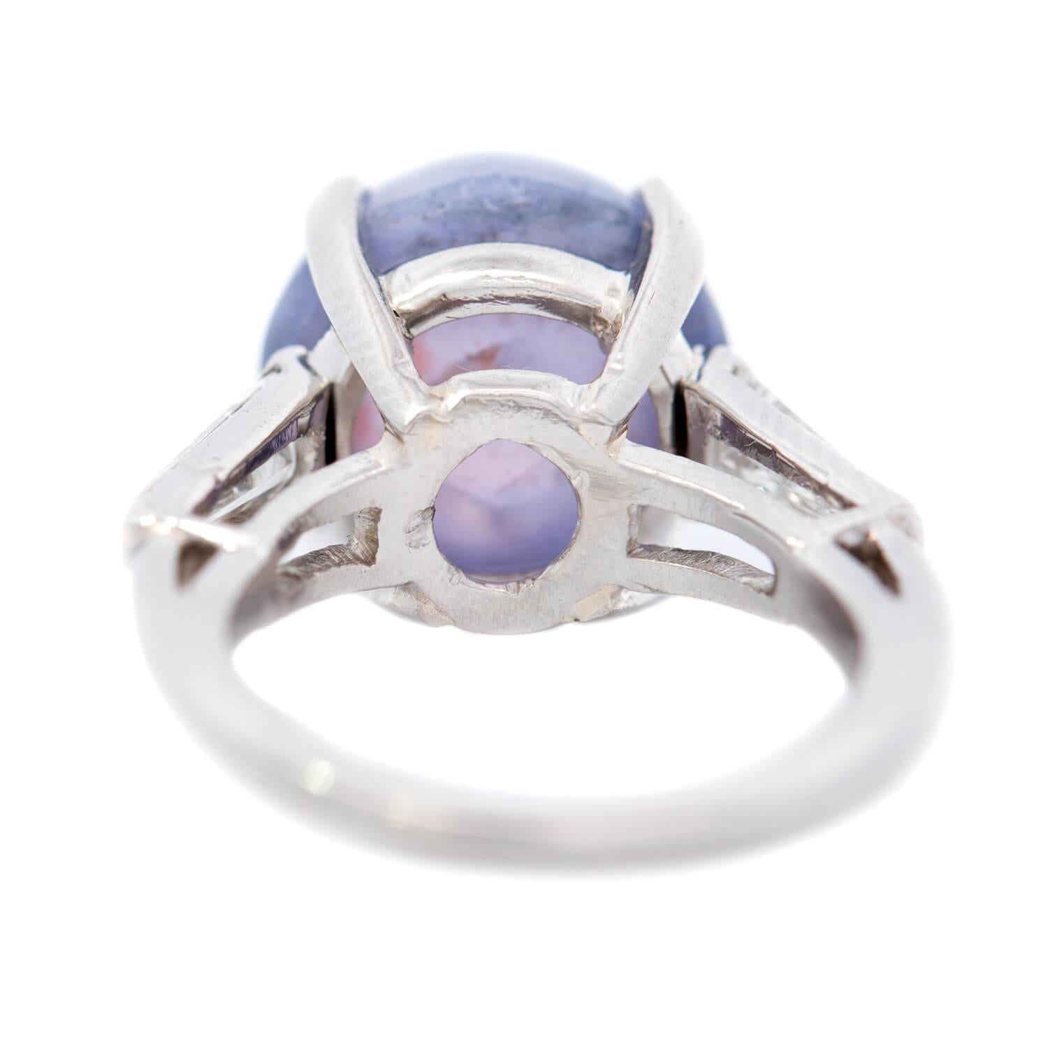 Retro Platinum GIA No Heat Purple Star Sapphire Engagement Ring 14.08ct.