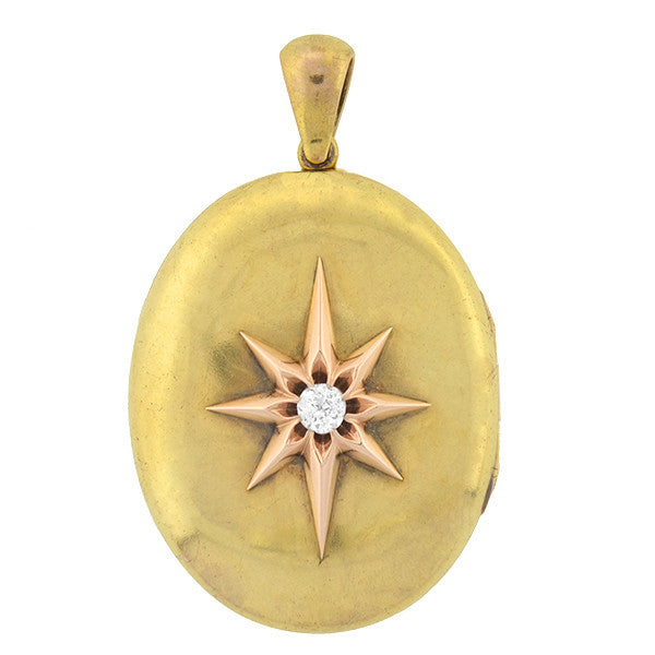 Victorian 15kt Diamond Starburst Locket 0.40ct