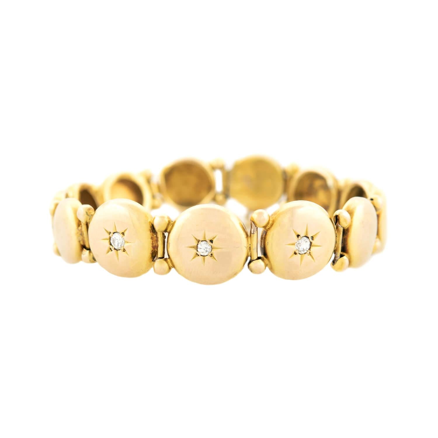 Victorian 14k Diamond Button Bracelet