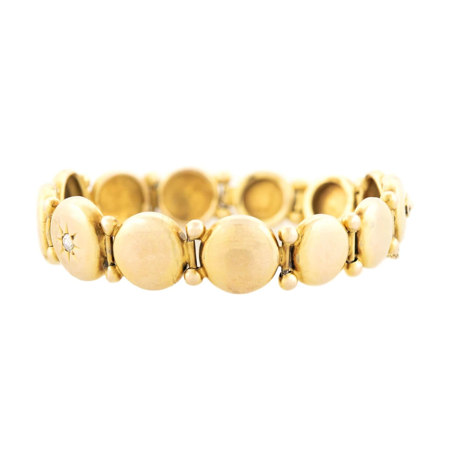 Victorian 14k Diamond Button Bracelet