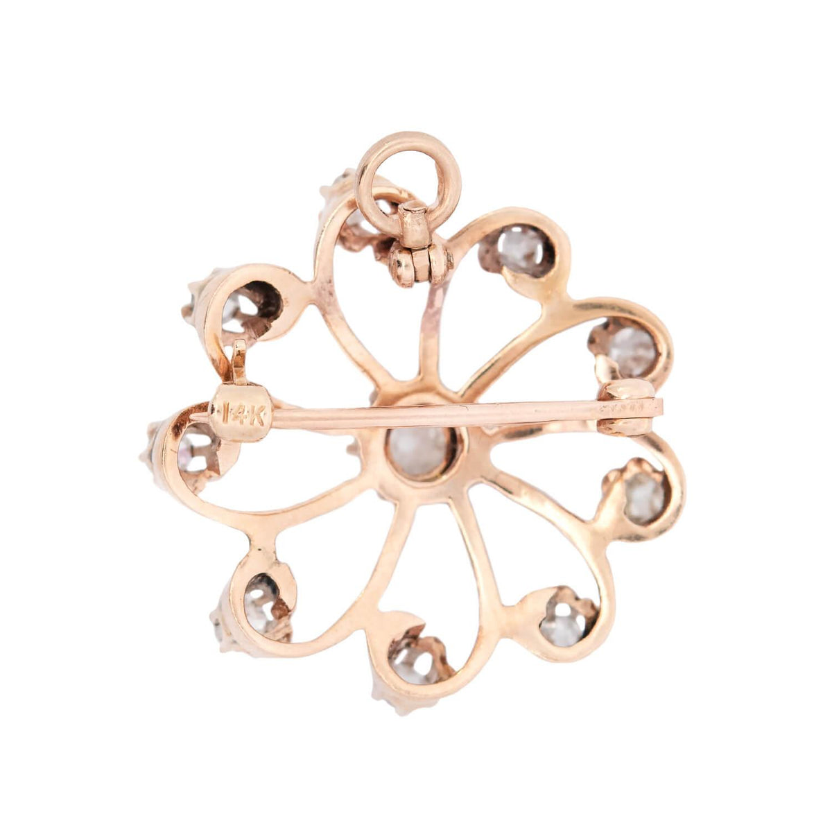 Victorian 14k Diamond Snowflake Pin/Pendant