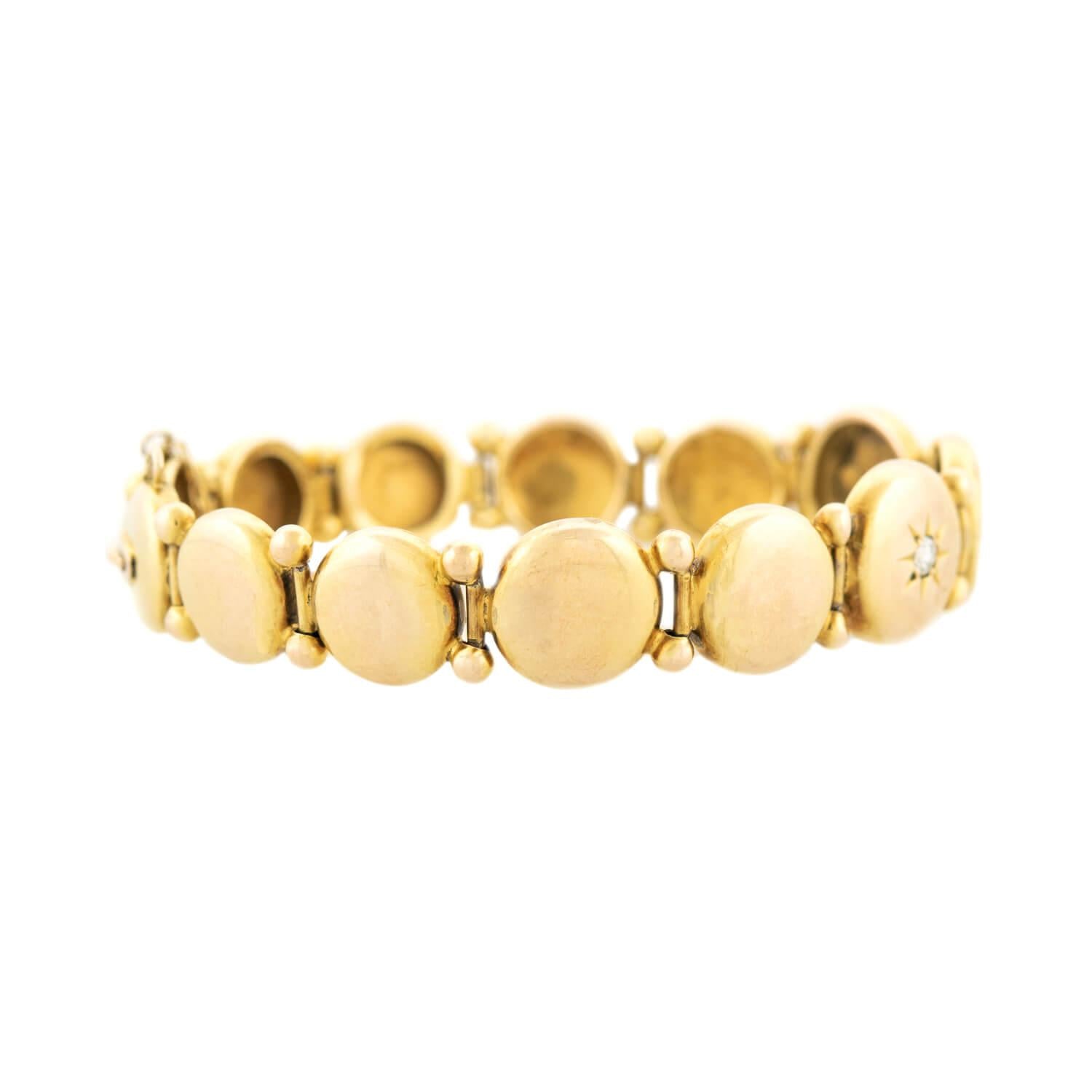 Victorian 14k Diamond Button Bracelet